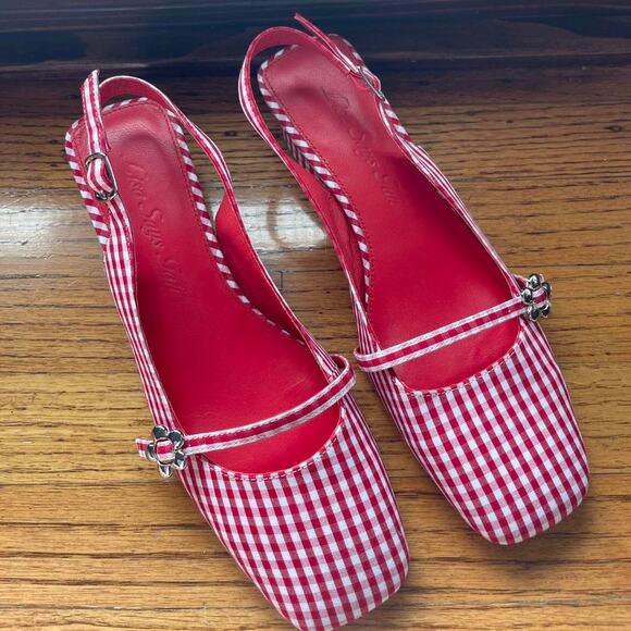 Lisa Says Gah Shoes - Lisa Says Gah Mackie Heel Gingham Square Toe Flower Buckle Made in Italy 👠